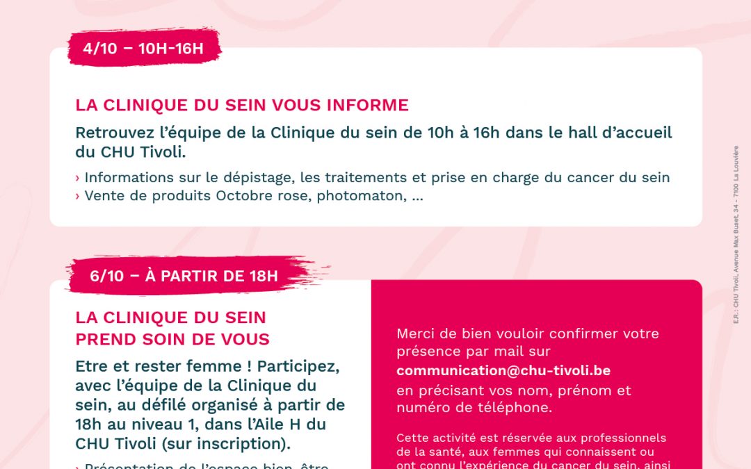 Octobre rose : la clinique du sein du CHU Tivoli dans les starting blocks